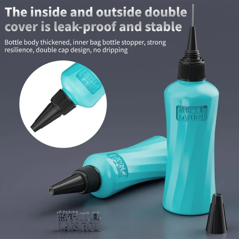 LANRUI M110 60ML/100ML Anti-static Solvent Bottle Double-cap Design Strong Sealing Stainless Steel Needle Easy To Control Dosage
