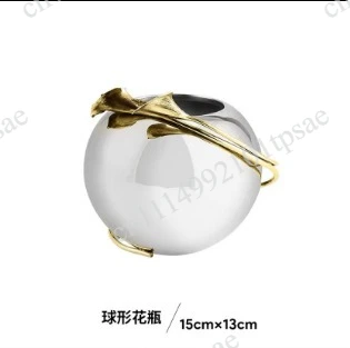 Silver ginkgo vase, suitable for living room and entrance, light luxury and high-end flower arrangement and decoration