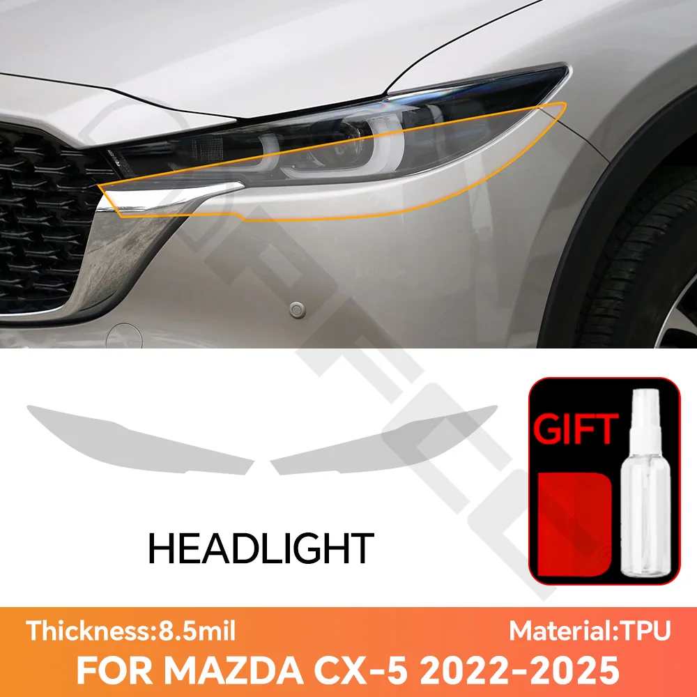 

For Mazda CX-5 2022-2025 Clear PPF Film Headlight Film Precut TPU 8.5Mil HD Invisible Anti-Scratch Protector Car Vinyl Wrap