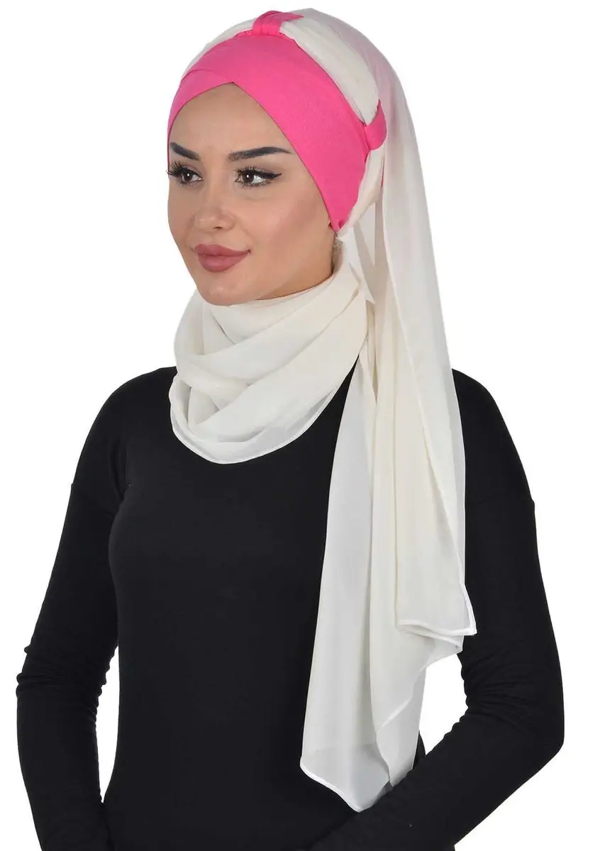 Combed cotton chiffon shawl fuchsia