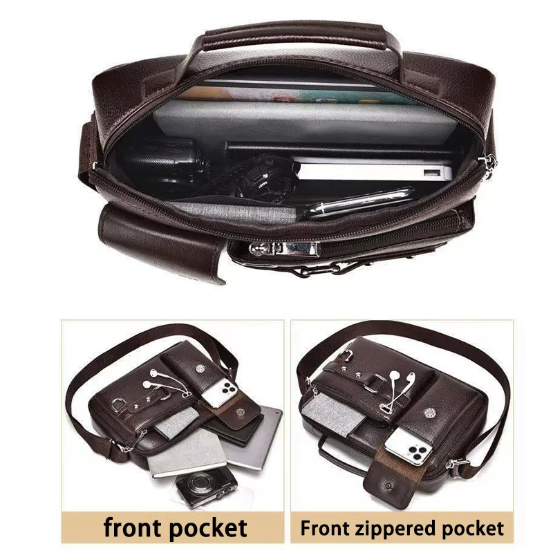 Men's Retro Messenger Bag with Waterproof Design, Large Capacity Laptop Briefcase for Office Work, Travel and School image 5