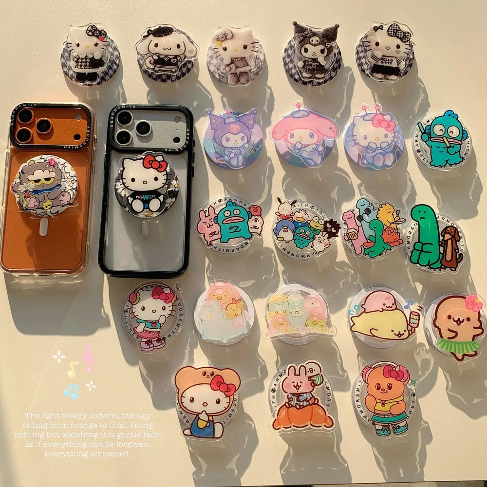 

Магнитный держатель Sanrio Hello Kitty для Magsafe, подставка-грипток для iPhone и Samsung, складной держатель для беспроводной зарядки