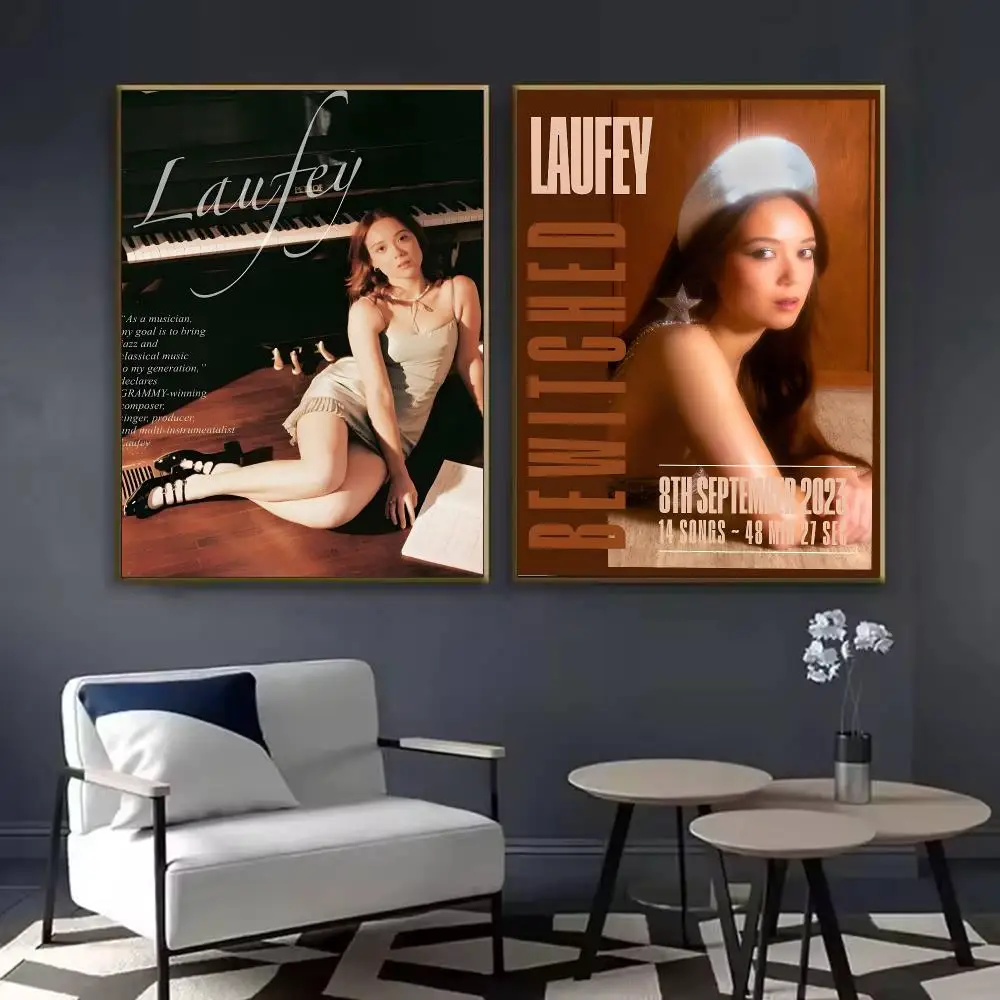 Singer L-Laufey Music Album Poster Waterproof Sticky Wall Art Print For Bedroom Living Room Hallway Bar Home Decor
