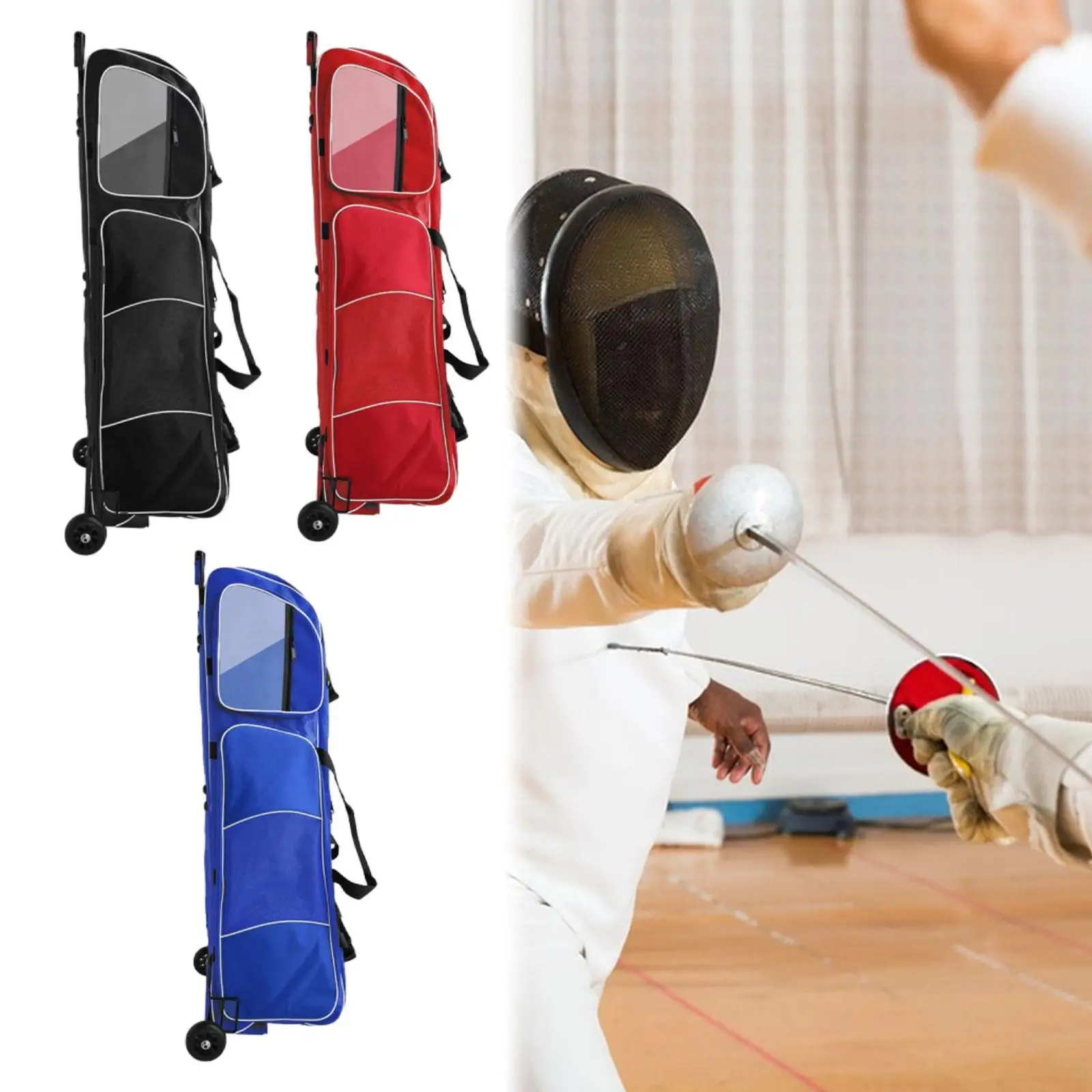 Large Roller Fencing Bag Lightweight Holder Equipment Organizer Trolley Sword Bag for Foil Enthusiasts Beginners Training