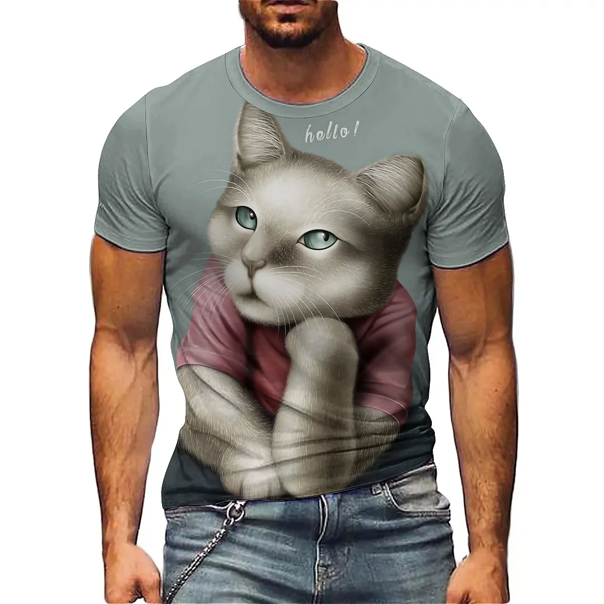 

Loose-fitting Graffiti 3D Printed Short-sleeved T-shirts for Men, Made of Lightweight and Breathable Polyester