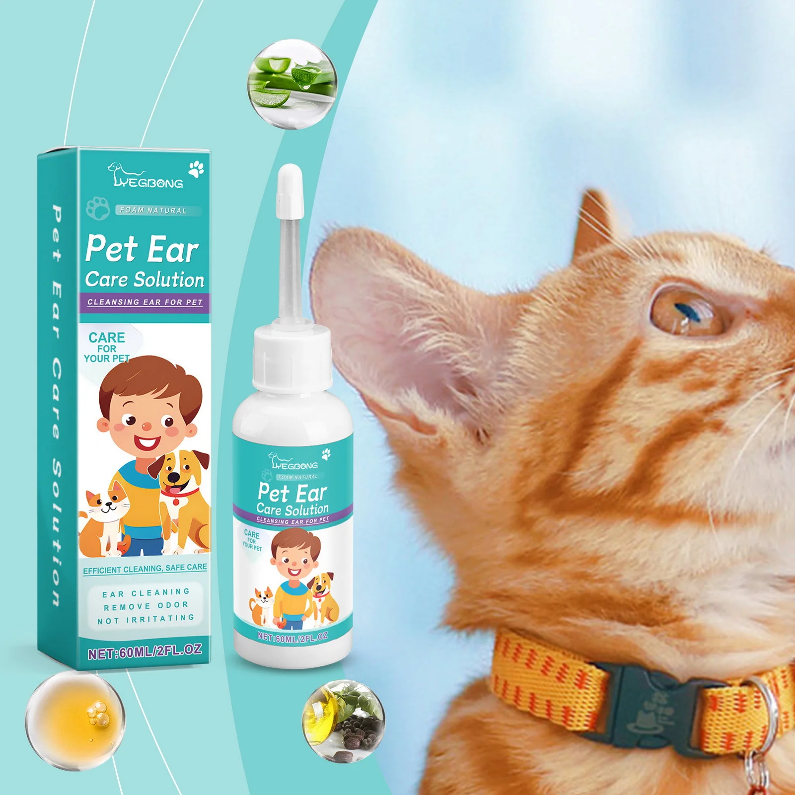 

Pet Ear Cleaner Solution with Safe Formula Effective Eliminates Ear Odour Suitable for Reduce Excess Moisture