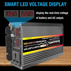 10000W 12000W Pure Sine Wave Inverter DC 12V-AC 220V Portable Power Voltage Converter Car Home Outdoor Solar Inverter Charge