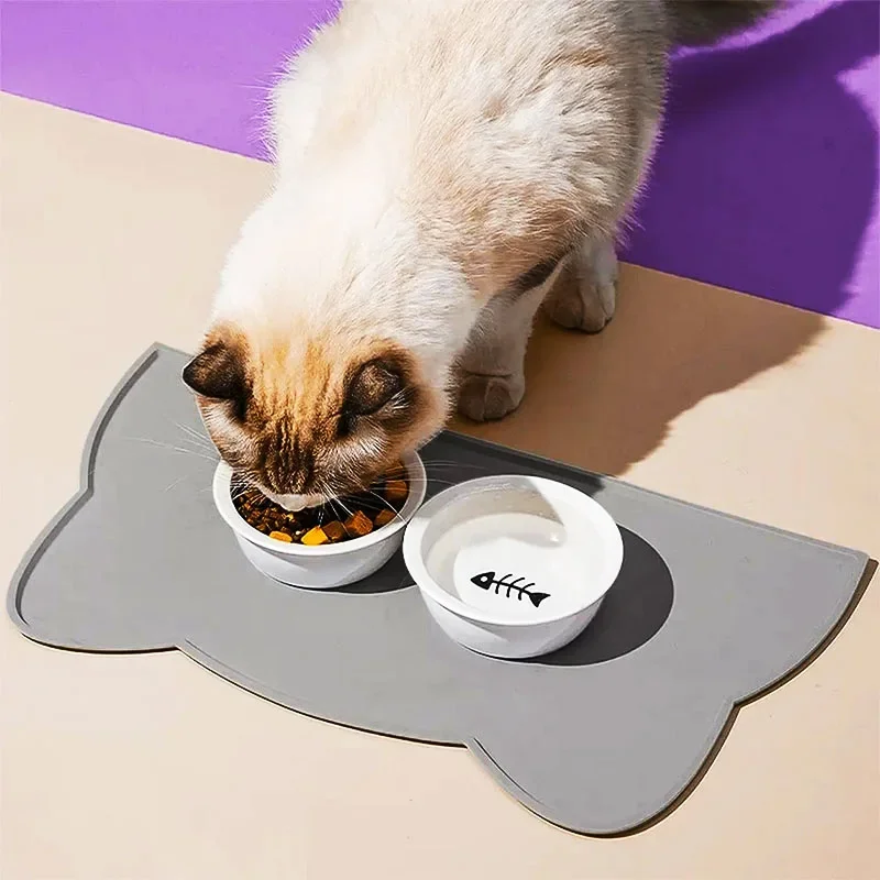 Cats and Dog Bowl Mats Cats Waterproof and Leak-proof Pad Pet Placemat Anti-slip Easy to Clean Food Grade Silicone Anti-dirty