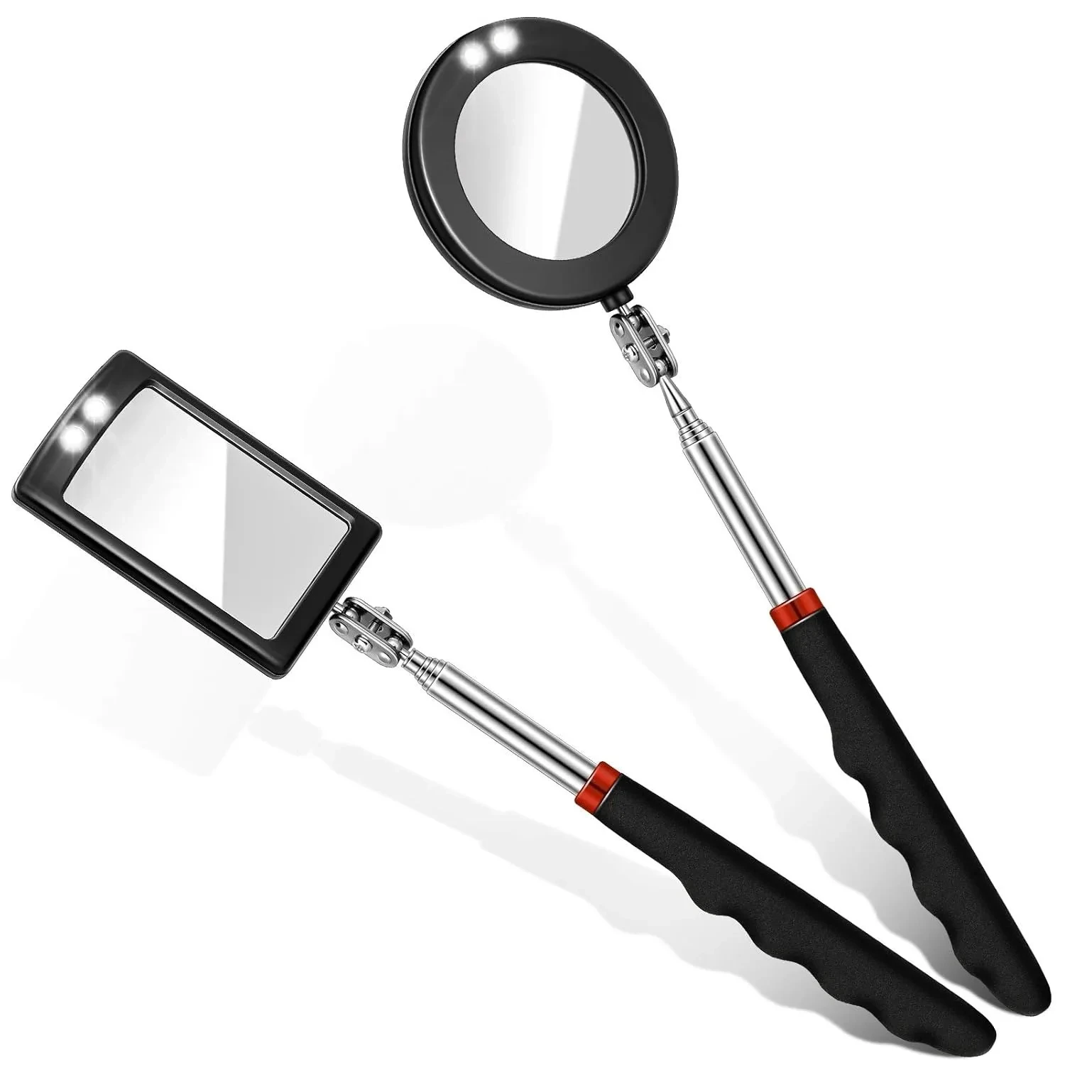 Car 360° Inspection Mirror LED Light Telescopic Inspection Mirror for Check The Condition of Vehicle Automotive Repairs Tools