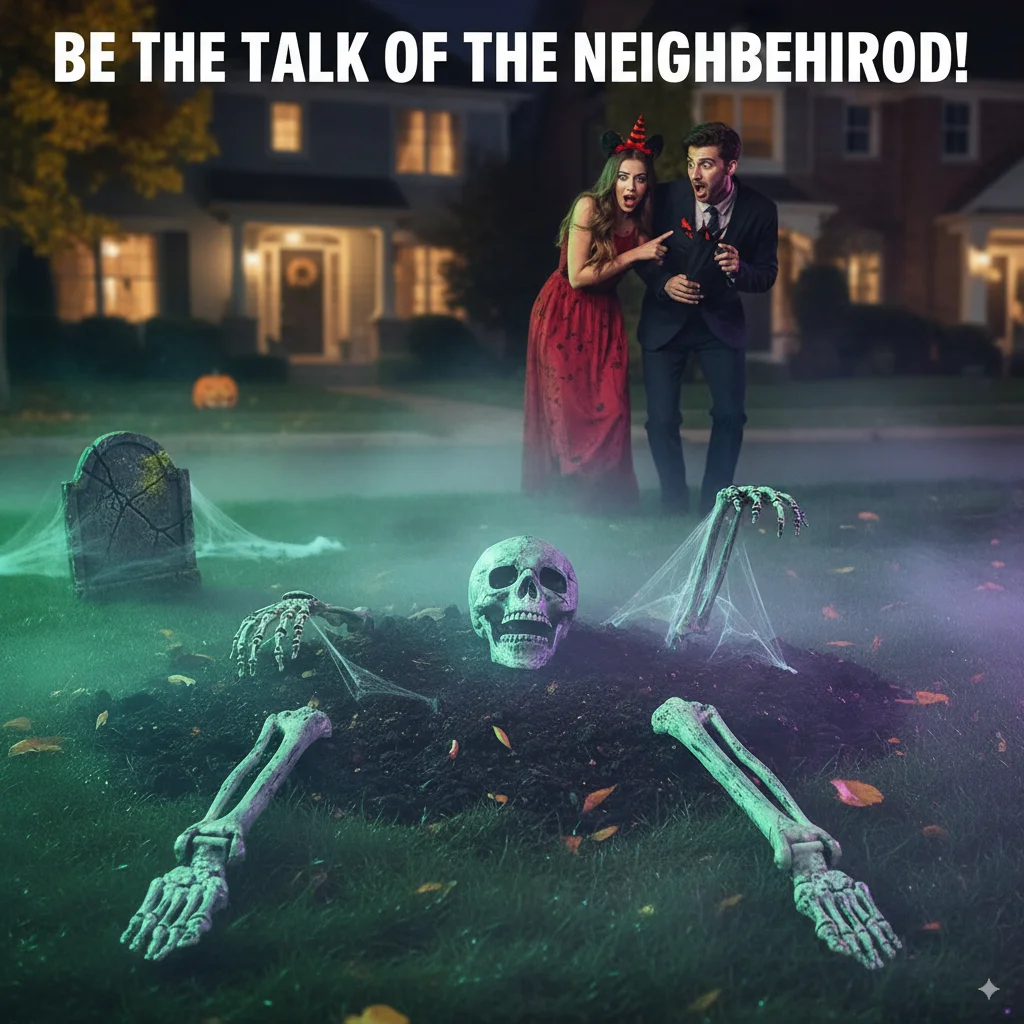 

Creepy Halloween Skull Skeleton Stakes Human Bones Hand for Garden Lawn Party Decor Realistic Spooky Halloween Yard Display