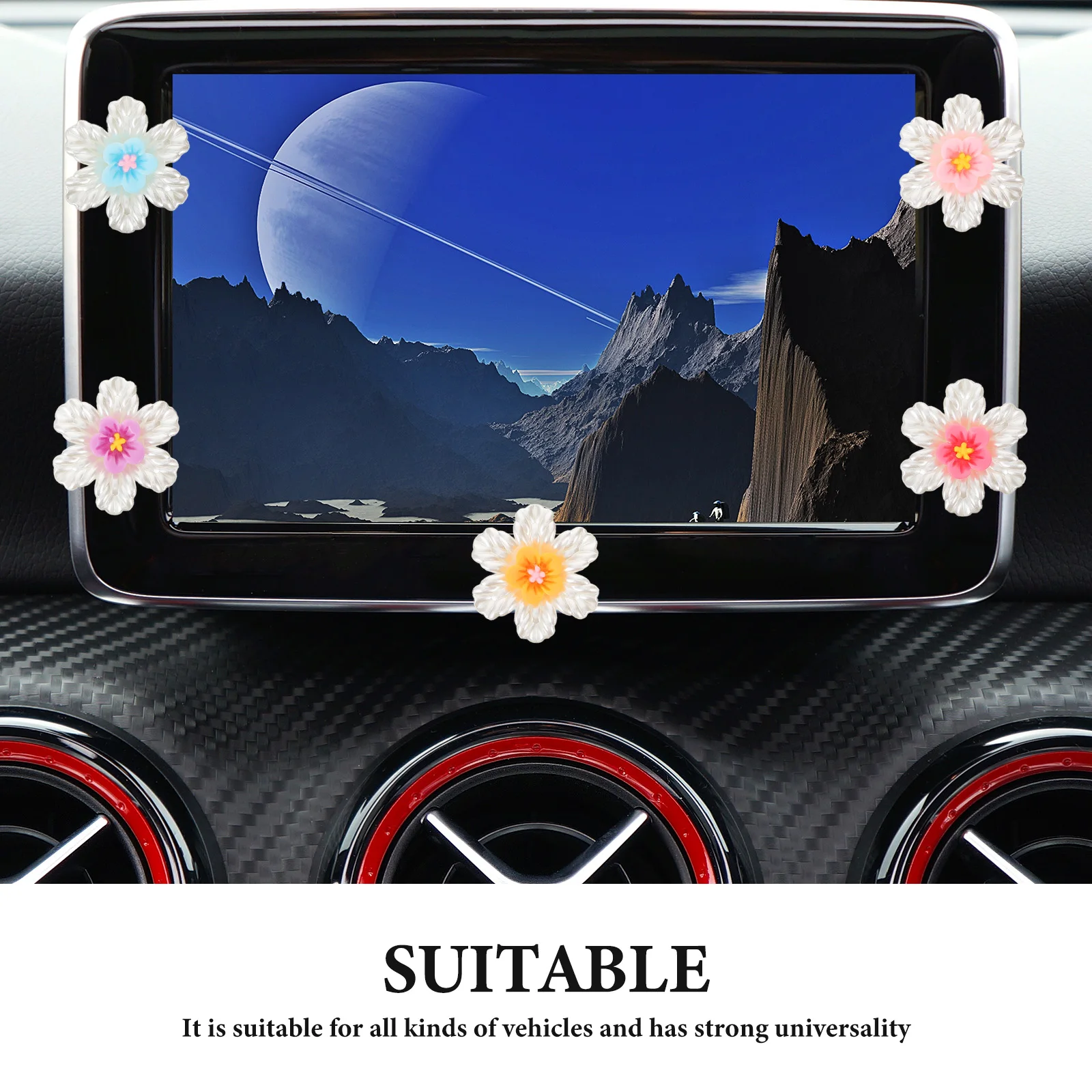 

5 Pcs Dashboard Poseidon Ornaments Floral Decorations for Car Accessories Resin