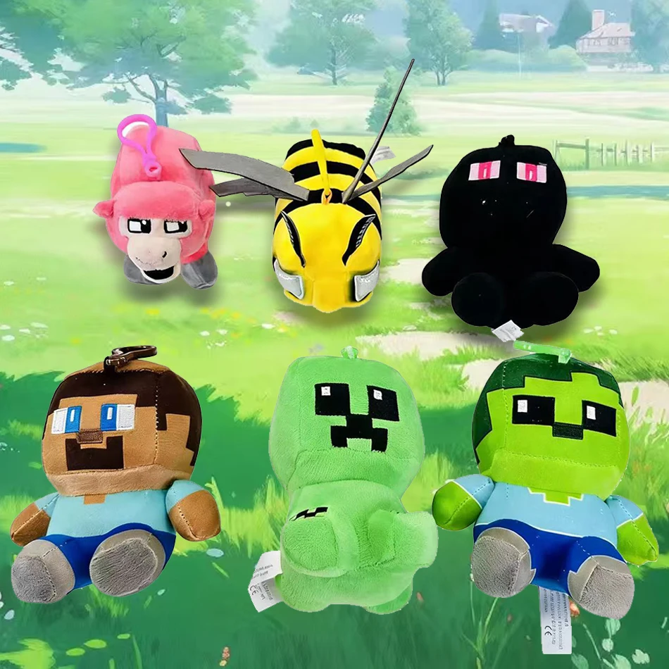 

Хит продаж: Набор из 6 плюшевых игрушек-подвесок (6 см) — Зомби-волк, Стив, Эндермен (из мира Minecraft)