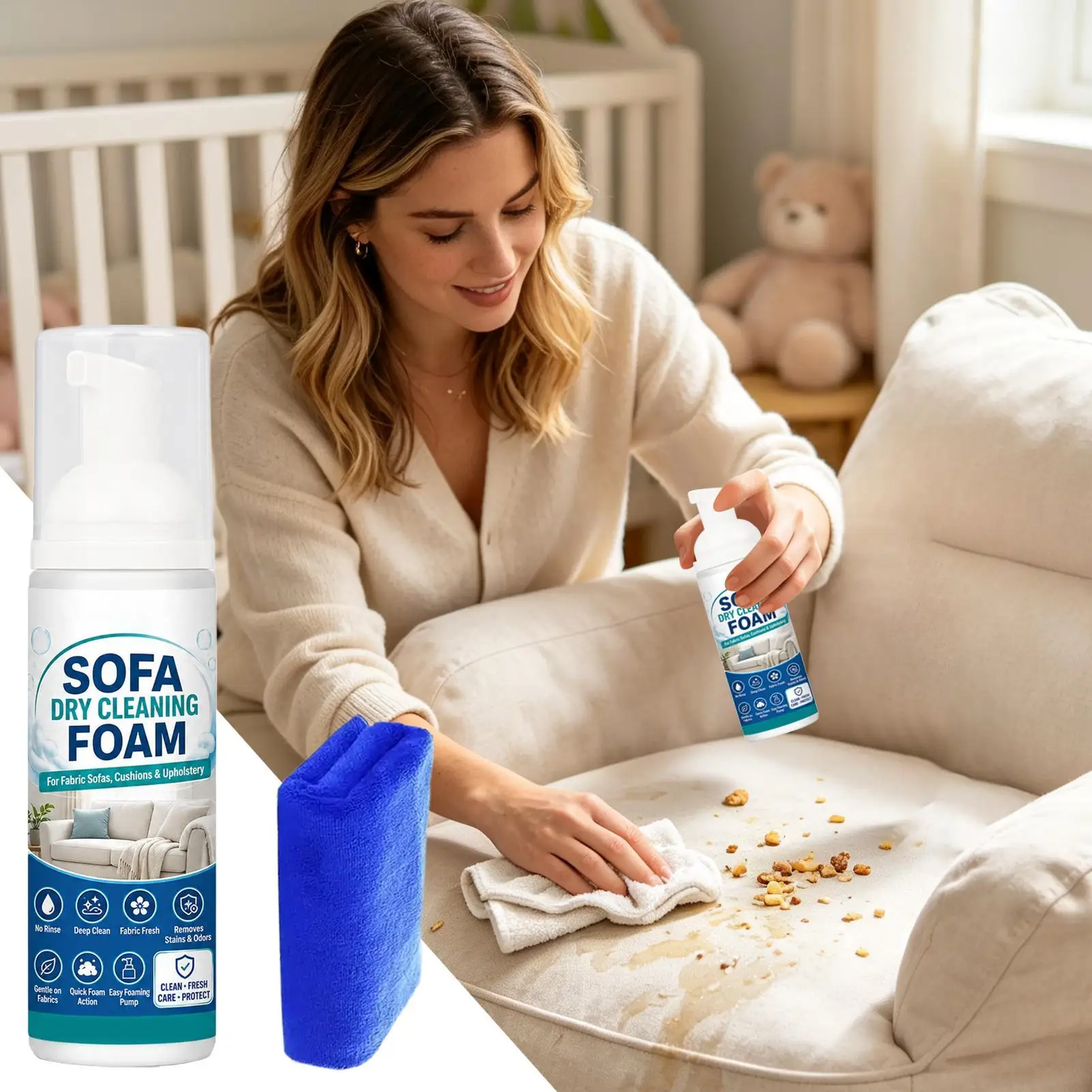 sofa cleaning foam waterless stain removal spray dissolve tough marks without harm fabric keep textile soft fit fabric sofa
