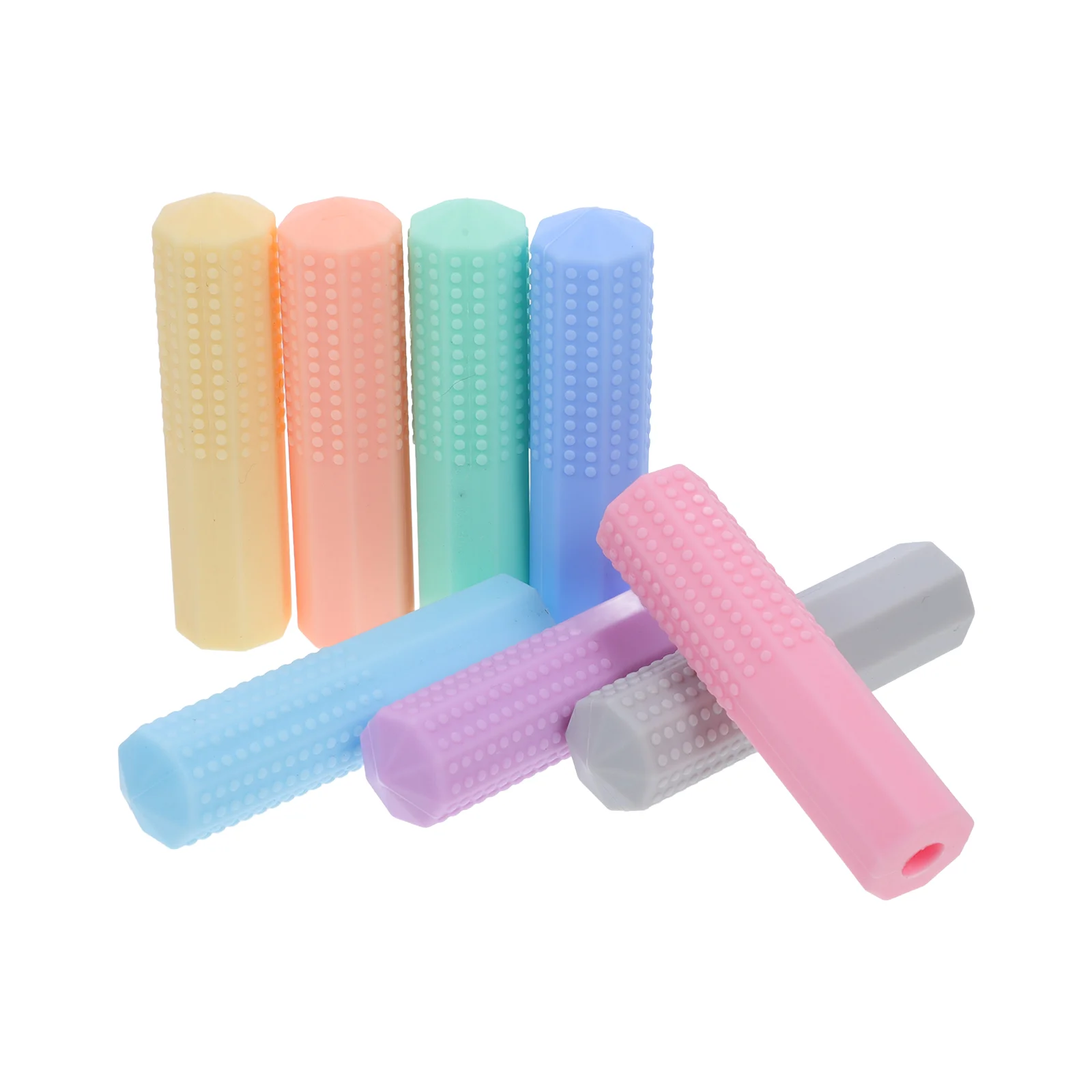 8 Pcs Silicone Pen Case Pencil Charms Pattern Cap Stimulation Focus Tools Eraser Toppers Caps Decoration Brick Student