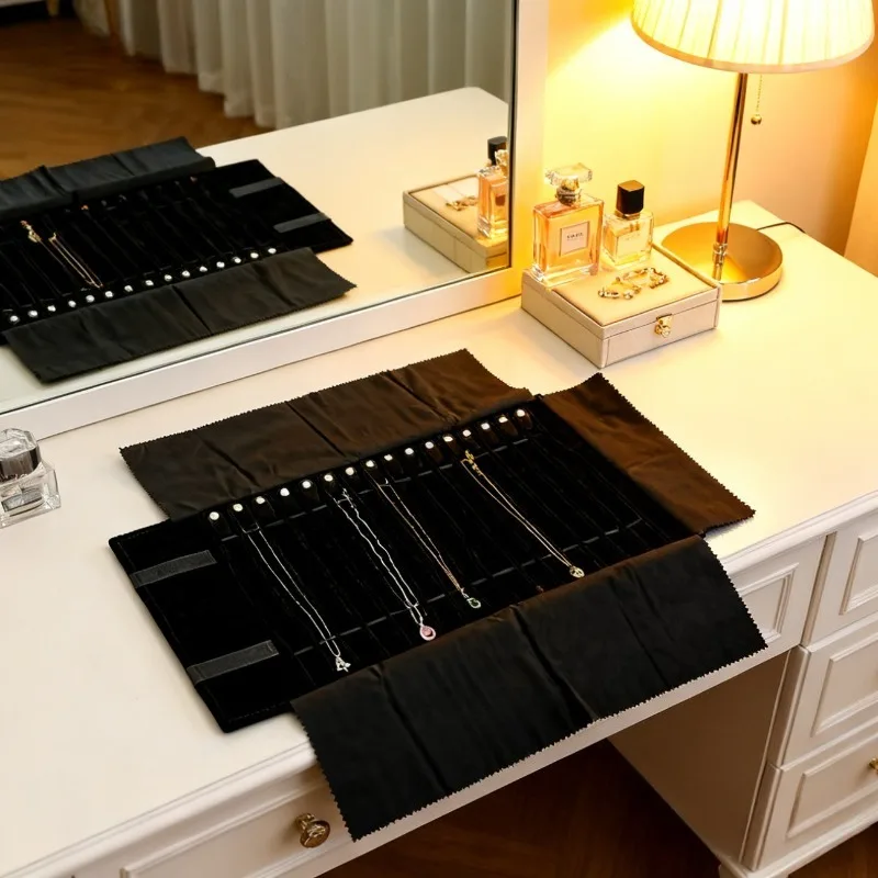 

Сумка для хранения ювелирных изделий, ожерелья, сумка для пудры с вышивкой, пыленепроницаемая и не спутывающаяся сумка для сбора ожерелья, портативные аксессуары