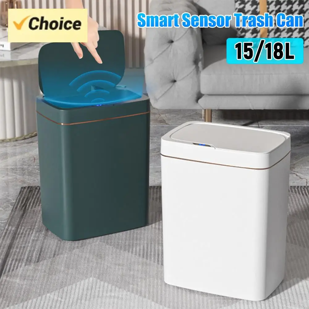 

Intelligent Sensor Trash Can 15/18L Automatic Trash Bin Waterproof Electric Garbage Bin Household Cleaning Tools