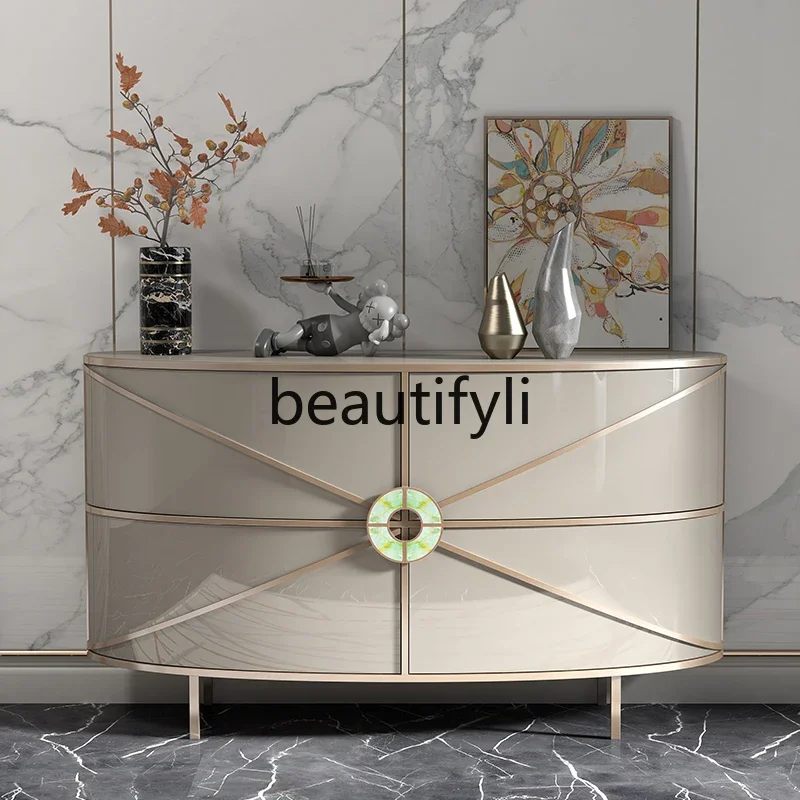 

Simple modern light luxury door shoe cabinet integrated Italian semi-arc decorative cabinet