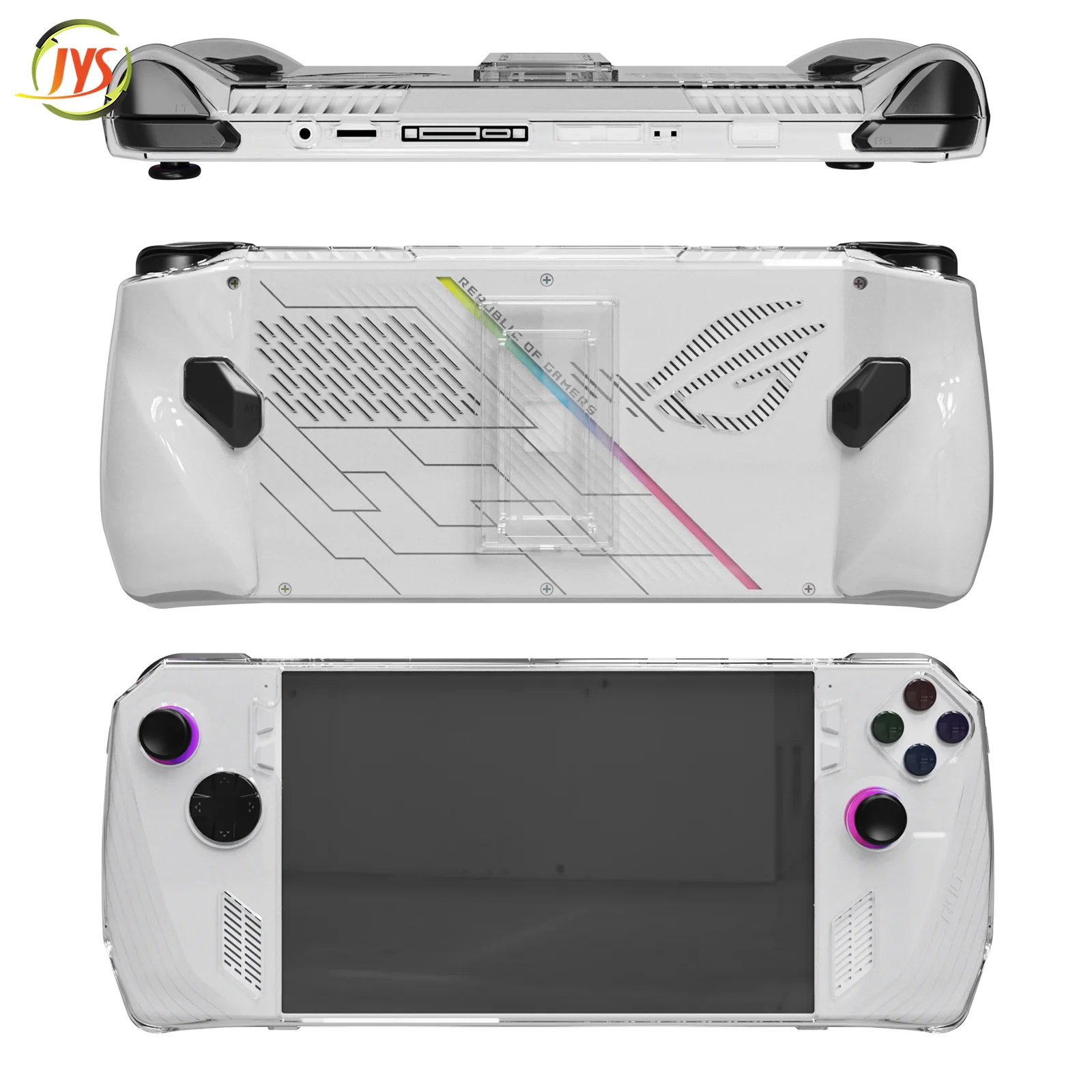 Transparent Console Protector Case Shockproof Protective Case Anti-collision with Folding Stand for Asus ROG Ally Game Console