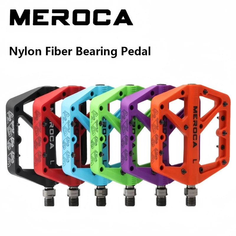 Meroca Bike Pedal Nylon Fiber Bearing Pedal For MTB Lightweight Extra Large Size Non-slip Wear-resistant Bicycle Accessories