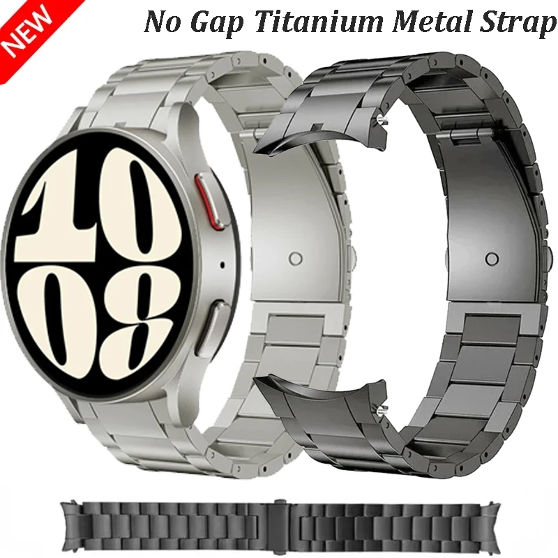 

No Gap Titanium Metal Strap For Samsung Galaxy Watch 6 4 Classic 47/46/43mm Light Folding Buckle Band Watch 7/6/5/4 44/40mm Belt