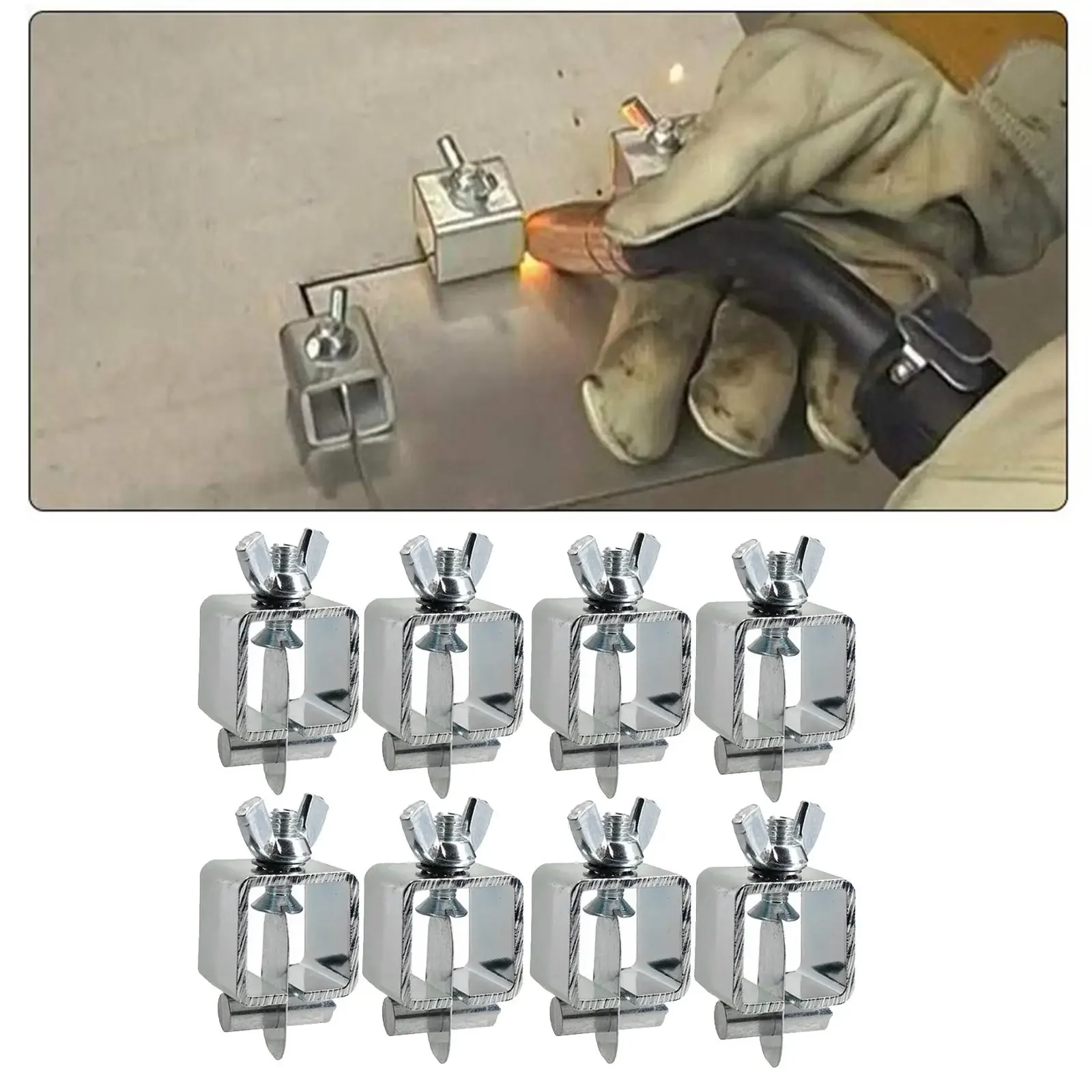 8pcs Steel Butt Welding Clamps, Durable Weld Clips for Panel Sheet Metal, Auto