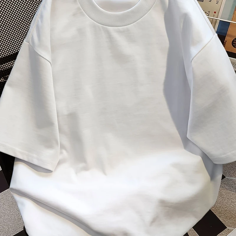 

Американская мужская тяжелая белая футболка, свободная версия, повседневная спортивная летняя новая мужская и женская уличная одежда с круглым вырезом