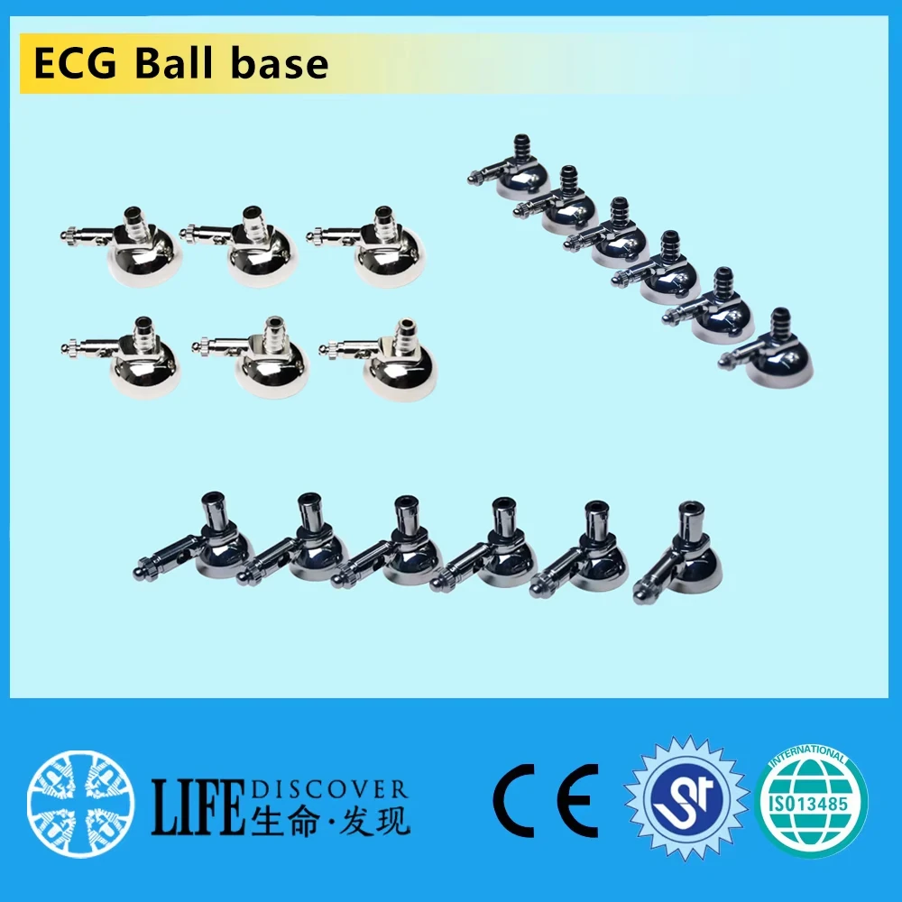 Części metalowe EKG: ssawka, miedź, AgCl, podstawa kulkowa, 6 sztuk w zestawie, pakowane.