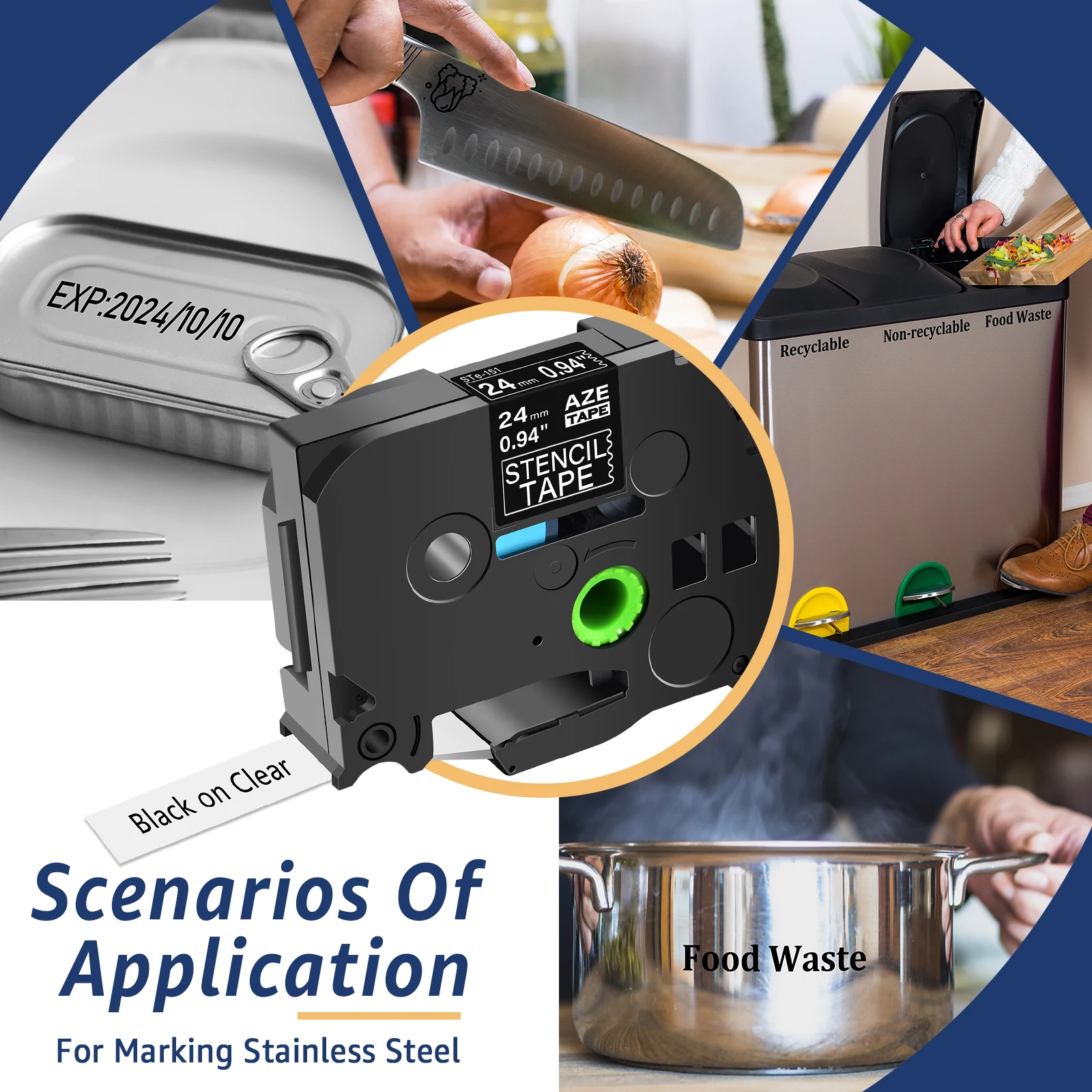 5/10 قطعة 18/24/36 مللي متر شريط استنسل النقش غير لاصق STE-141 STE-151 STE-161 متوافق مع صانع Brother P-touch