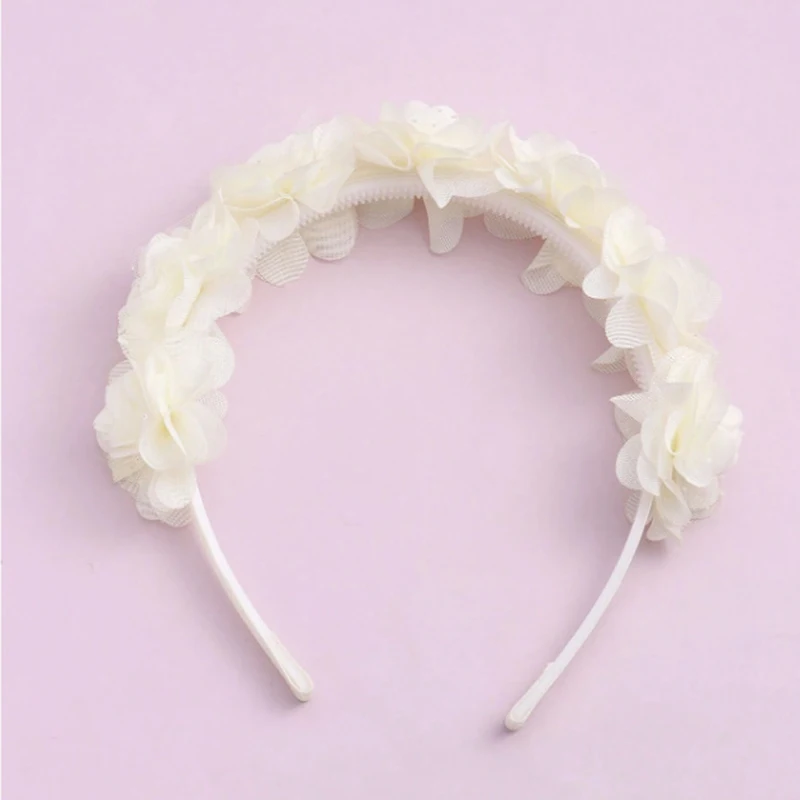 New Solid Color Simulation Handmade Flower Headband Girls Princess Dance Party Headwear Fashion Wedding Crown Hair Accessories