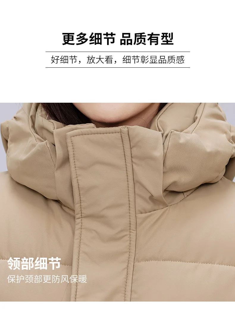 Winter Long Puffer Coat for Women Hooded Quilted Windproof Warm Zip Up Outerwear Russian Cold Weather Snow Jacket Over Knee Cozy