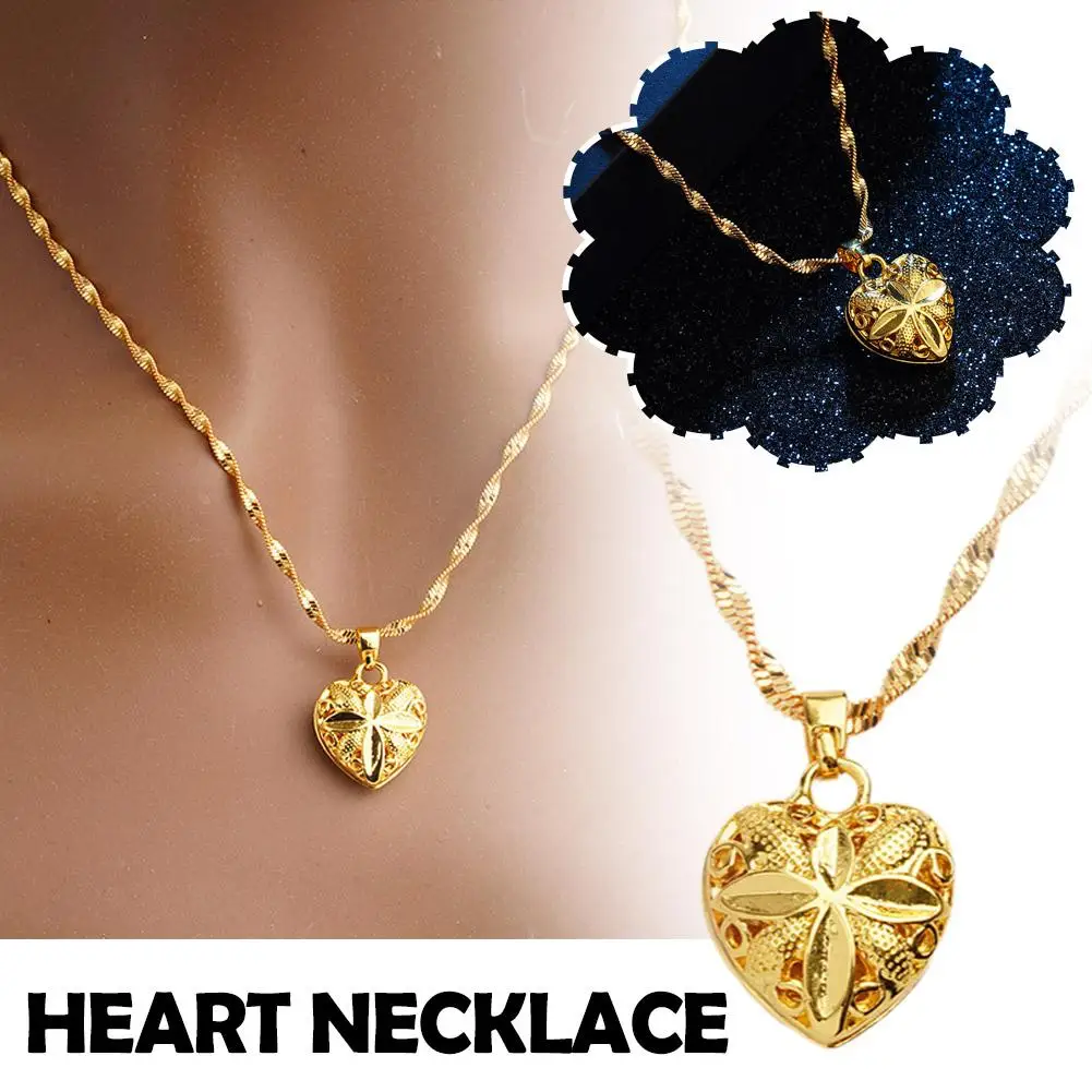 Genuine Love Heart Gold-Plated Wave Link Necklace Exquisite Fashion Jewelry For Romantic Occasions With Free Shipping Worldwide