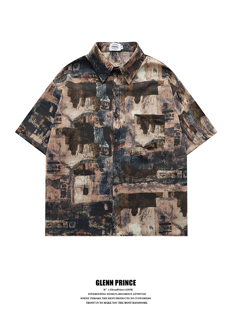 

Loose Fit Men's Summer ort Sve Tie Dye Beach irt Baroque Vintage Sle Floral Print Comfortable Breathable Polyester