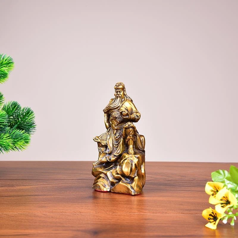 Brass Gong Statue, Martial God Of Wealth, Guan Yu Business Prosperity, Home Decoration For The Living Room