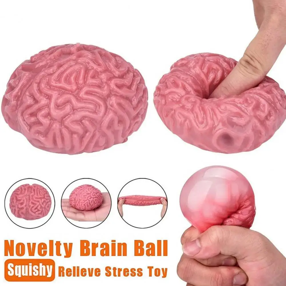 Brain-shaped Stress Relief Toys Brain Shaped Squeeze Toy Stress Reliever Sticky Fidget Ball for Kids Novelty Party Favors