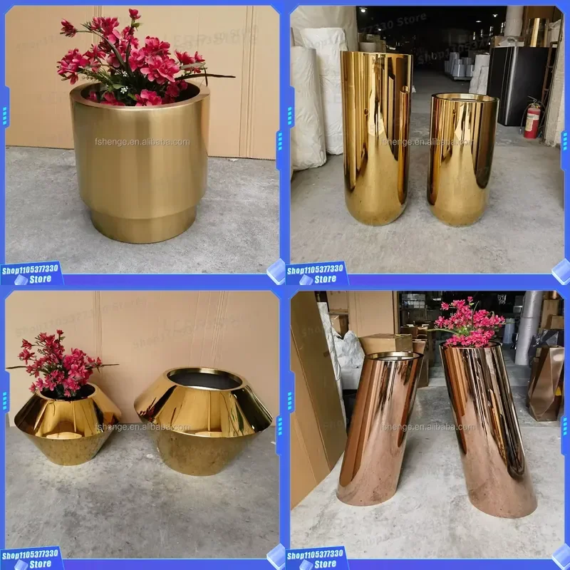 Modern Gold Stainless Steel Hanging Flower Pot For Outdoor Balcony Large Floor To Ceiling Planter Suitable For Home Garden