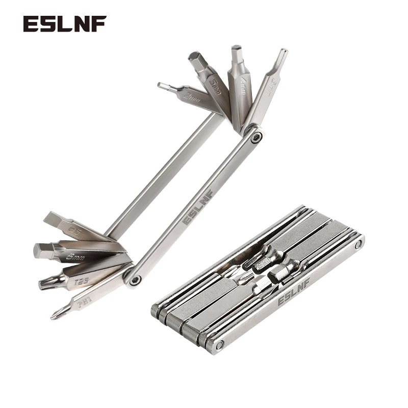 【セール中】ESLNF 8 in 1 自転車ツールセット ポータブルCR-Vスチール製バイク多機能修理キット 六角レンチ 自転車修理ツールキット