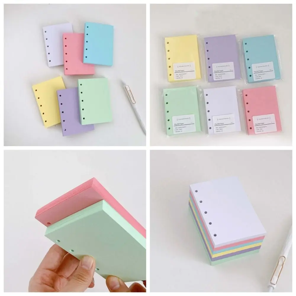 50 ورقة A8 M5 ورق إعادة تعبئة أوراق فضفاضة 5-حلقة لون الحلوى عبوة دوامة الموثق الصفحات الداخلية بطاقات الفهرسة للقيام بقائمة