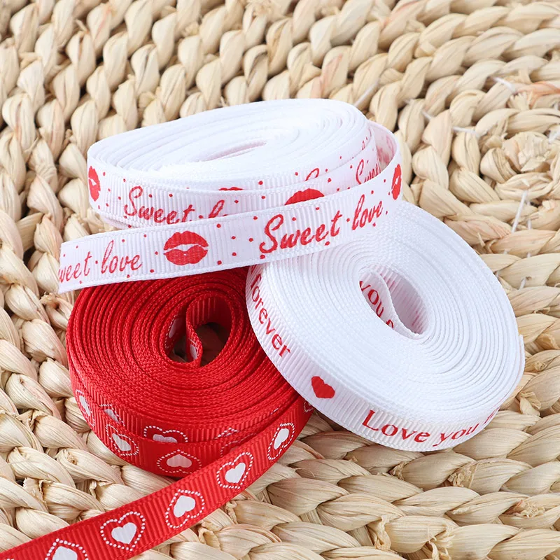 (5 Yards/pack) 10mm Valentine's Day Decoration Ribbon Gift Box Grosgrain Ribbons Flowers Home Wedding Clothing Decorations DIY