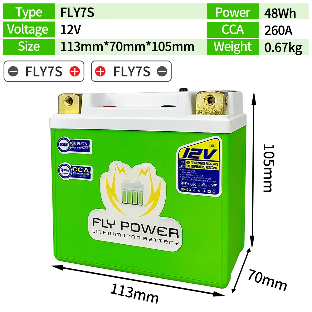 7S 12V 4AH 260A fosforan litu z wodoodpornym wyświetlaczem wodoodporna energia skuter bateria motocyklowa niska odporny na temperaturę