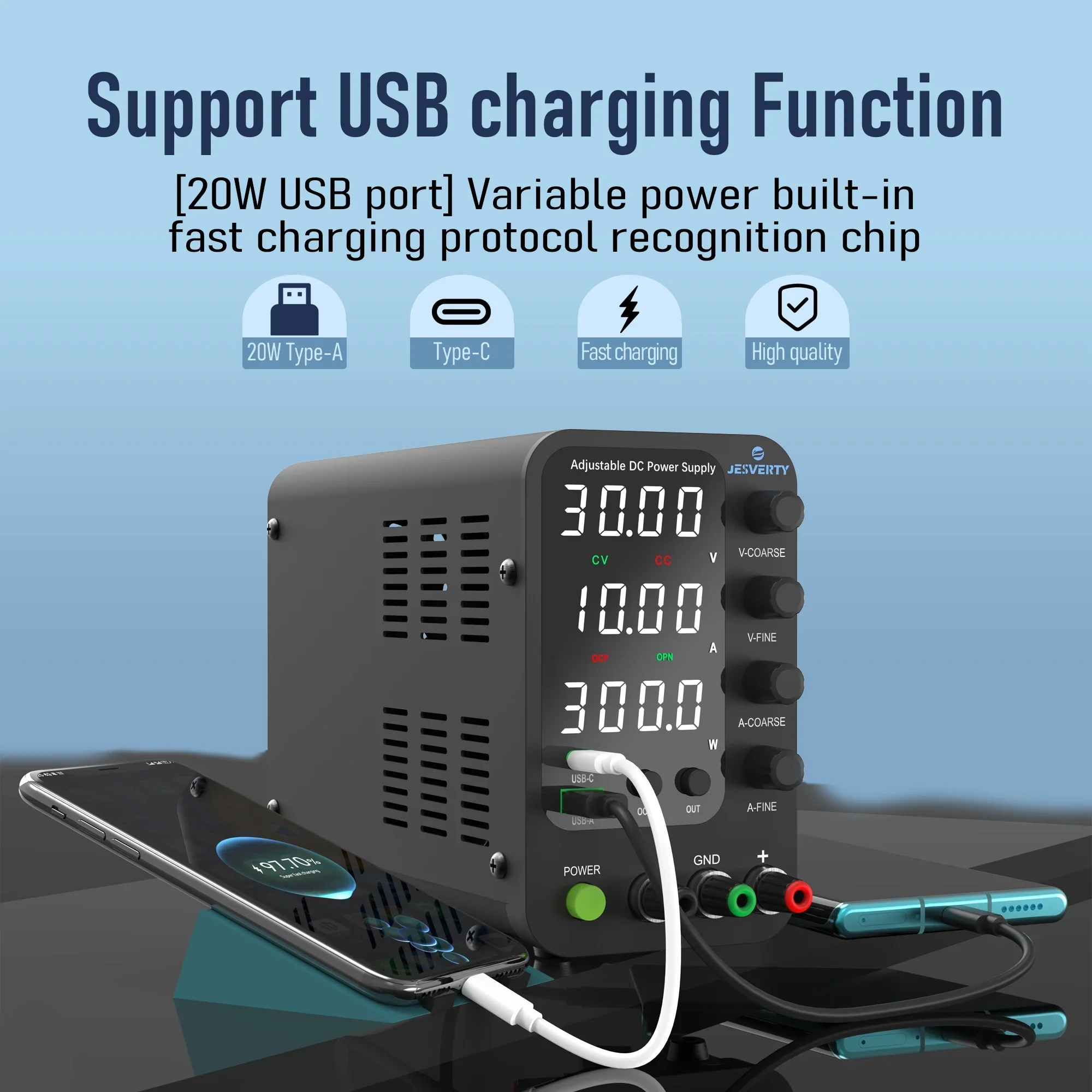 Adjustable DC Power Supply 30V10A Lab Bench Power Supply Encoder Regulation Laboratory Power Supply Voltage Regulator Switch