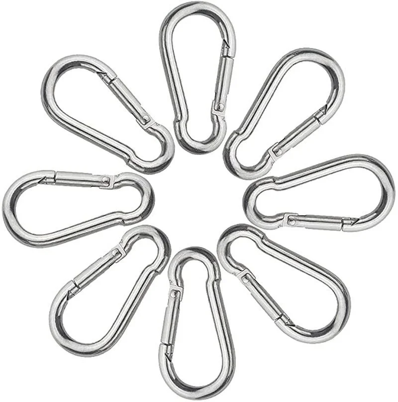 10pcs Silver Arabiner Keychain Stainless Steel D-ring Buckle Spring Carabiner Snap Hook Clip Keychains Outdoor Camping Key-Lock