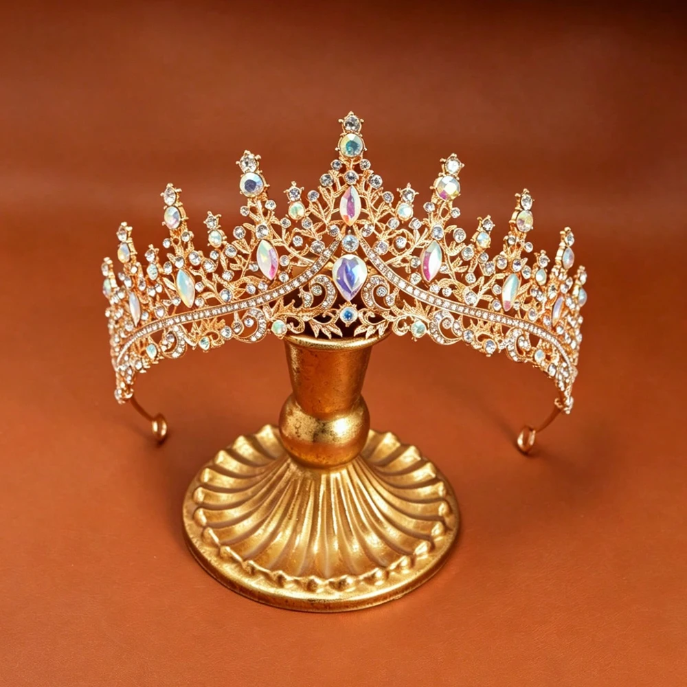 1Pc Bridal Rhinestone Crown, Baroque Crown Shiny Crystal Princess Headband Hairband Women's Bridal Wedding Hair Accessories Jewelry Accessories