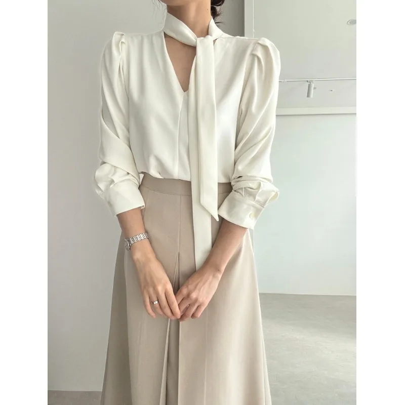 

Ele V-ne Draped High-waist Pleated f-length Skirt Women's Faion Korean Sle Spring Autumn Winter Seasonal Wear