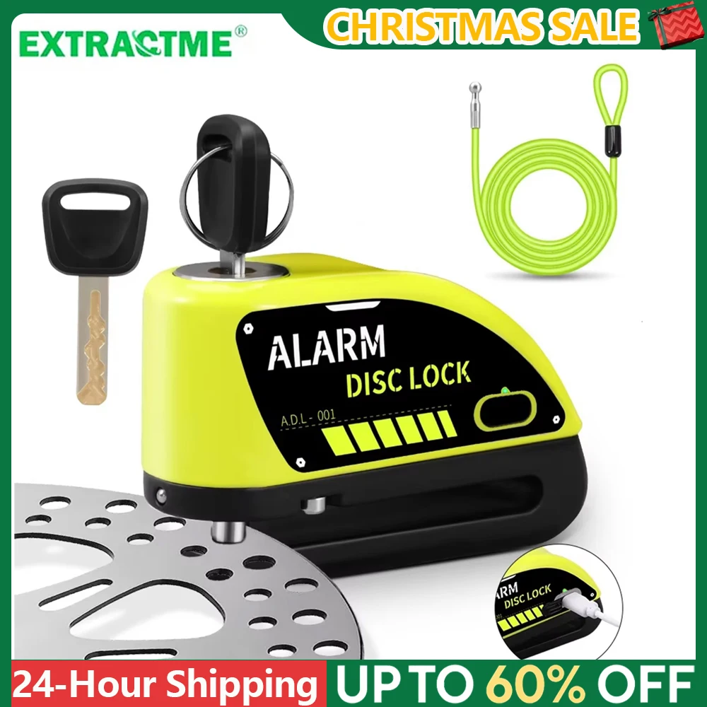 قفل دراجة نارية مضاد للسرقة قابل لإعادة الشحن من Gadpow ، جهاز إنذار ، فرامل قرصية ، أمان ، قفل قرص عجلة ، مقاوم للماء مع كابل 8000 m ، 120 ديسيبل