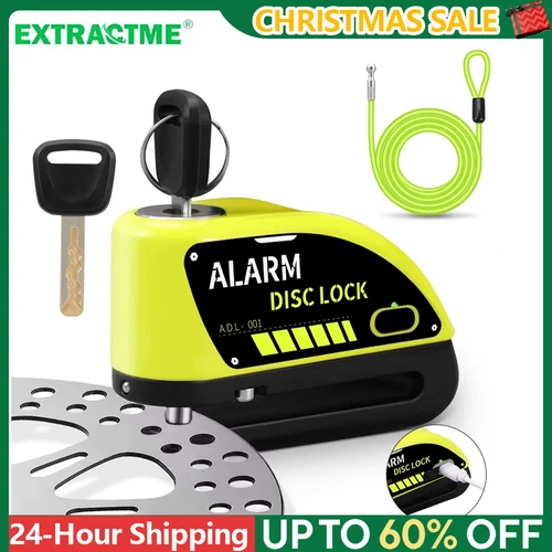 Gadpow-cerradura para motocicleta, cerradura de freno de disco con alarma recargable de 120dB, cerradura de disco de rueda de seguridad antirrobo, resistente al agua con Cable de 1,8 M