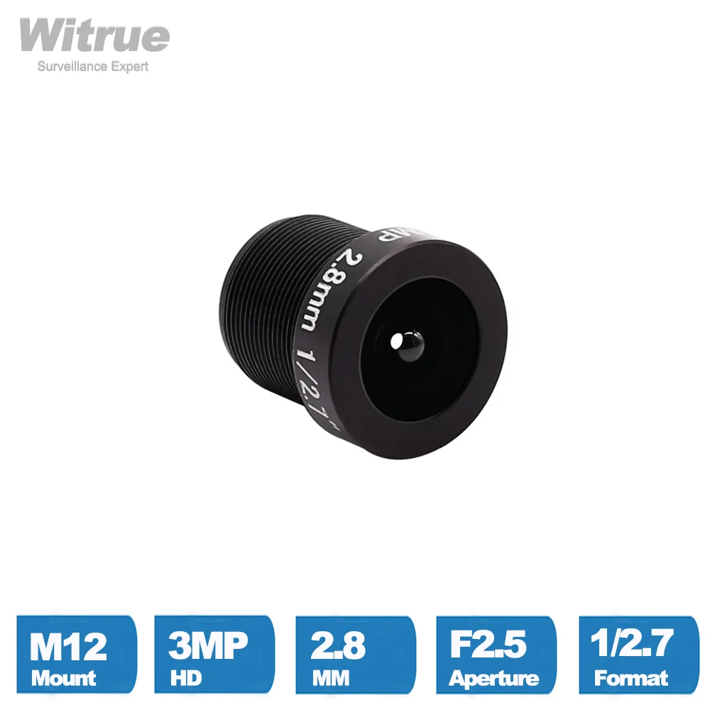 Witrue HD 3-megapikselowy obiektyw CCTV 2,8 mm M12 z mocowaniem 1/2,7 cala F2,5 115, szeroki kąt do kamer AHD Kamery bezpieczeństwa IP