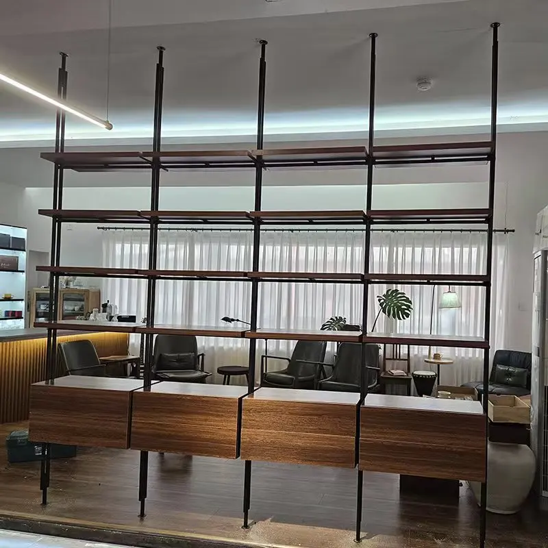 Bookshelf Office Partition Shelf Living Room Floor Iron Bookshelf Full Wall Bookcase 5