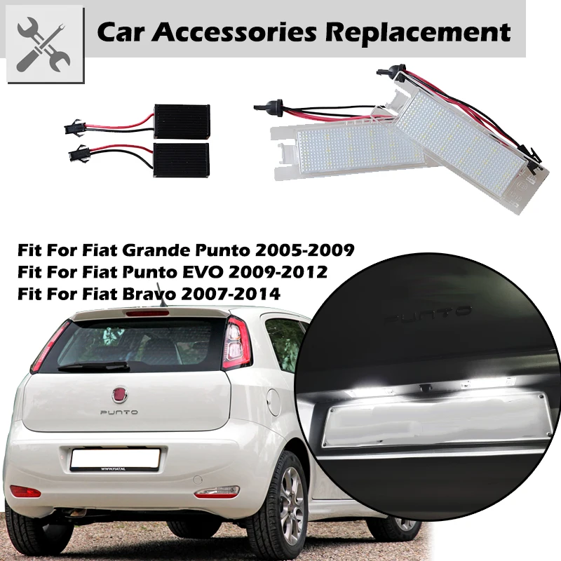 Car Rear License Plate Lamp Canbus Light Assembly Fit For Fiat Grande Punto 2005-2009 Punto EVO 2009-2012 Bravo Accessories