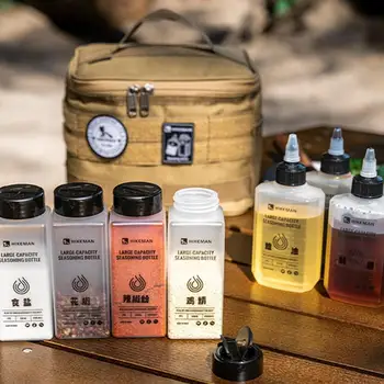 캠핑 조미료 보관 가방 세트, 향신료 정리함 용기, 야외 조미료 병 키트, 캠핑 피크닉 용품, 200ml, 14 개