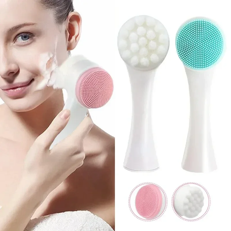 

3D Double Sided Facial Cleansing Brush Silicone Face Washing Brush Facial Massager Exfoliator Blackhead Removal Skin Care Tools